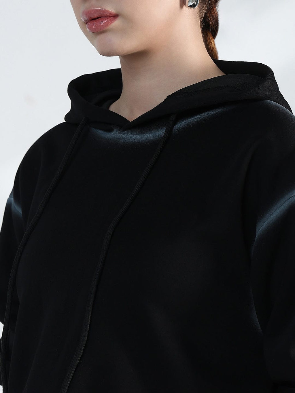 Women's Black Oversized Hooded Sweatshirt
