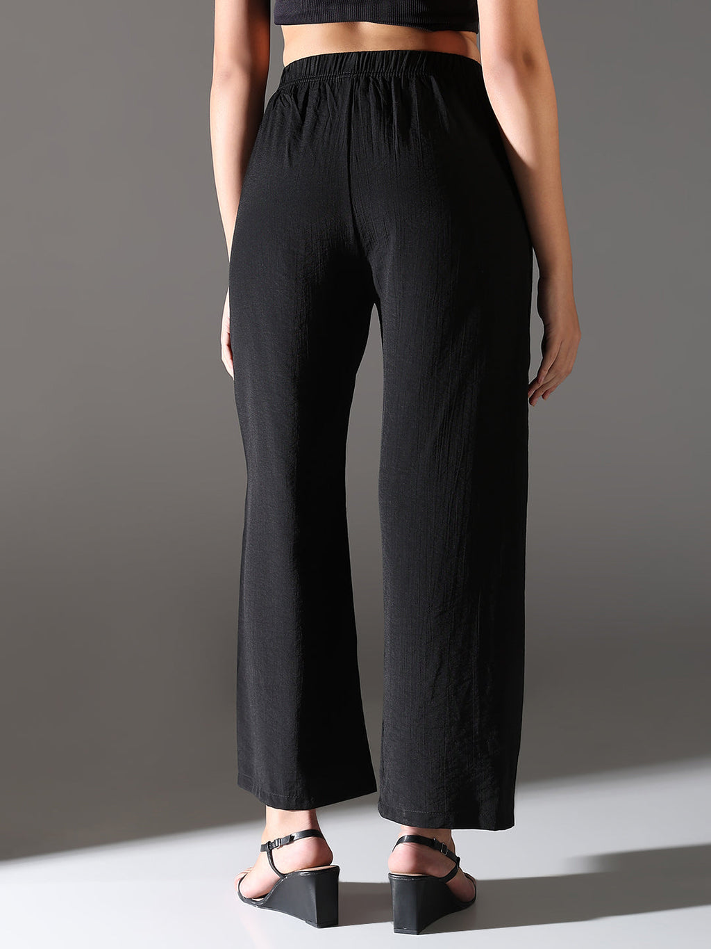 Women's Black Comfort Straight Fit Trousers