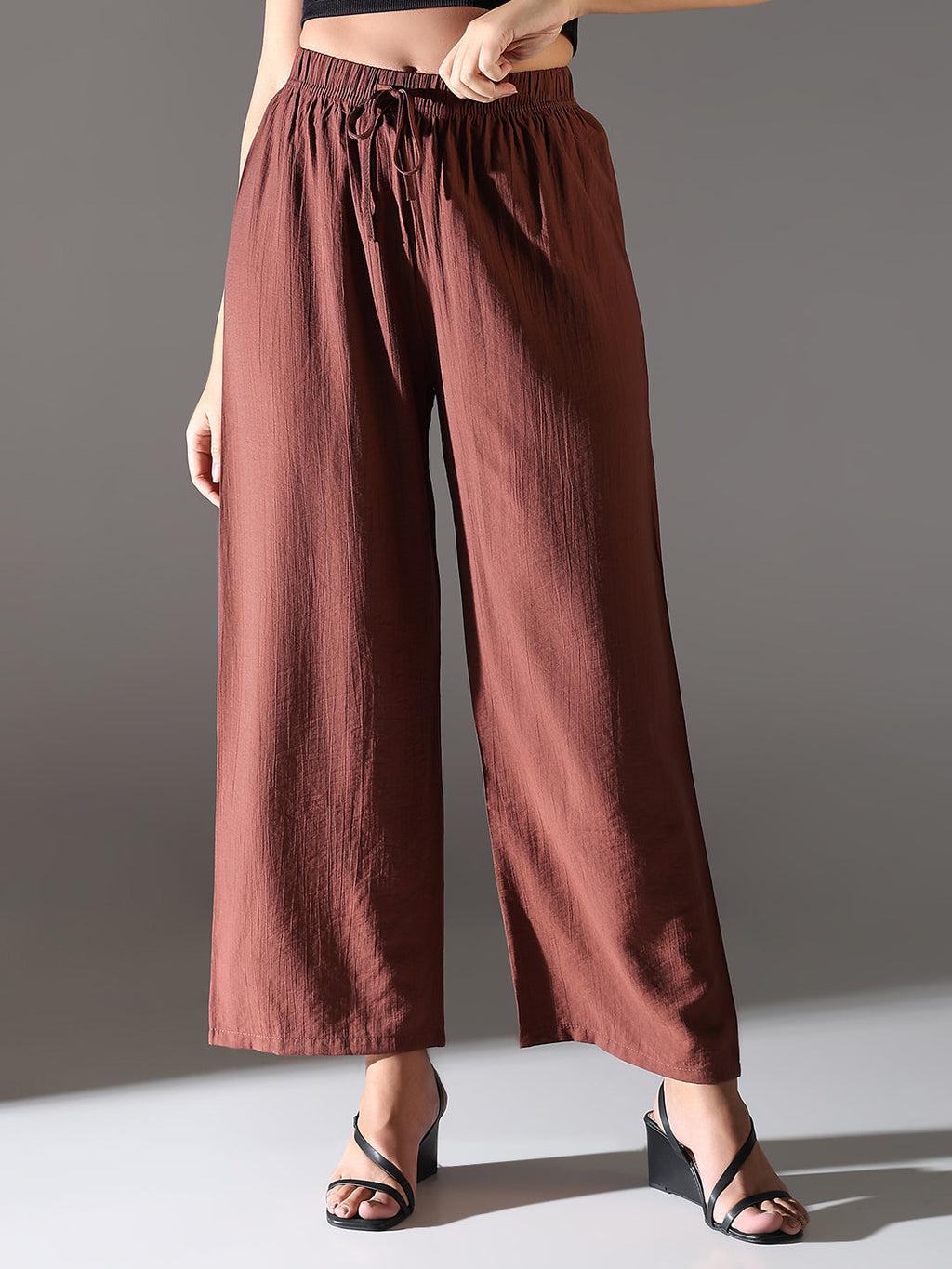 Women's Brown Comfort Straight Fit Trousers
