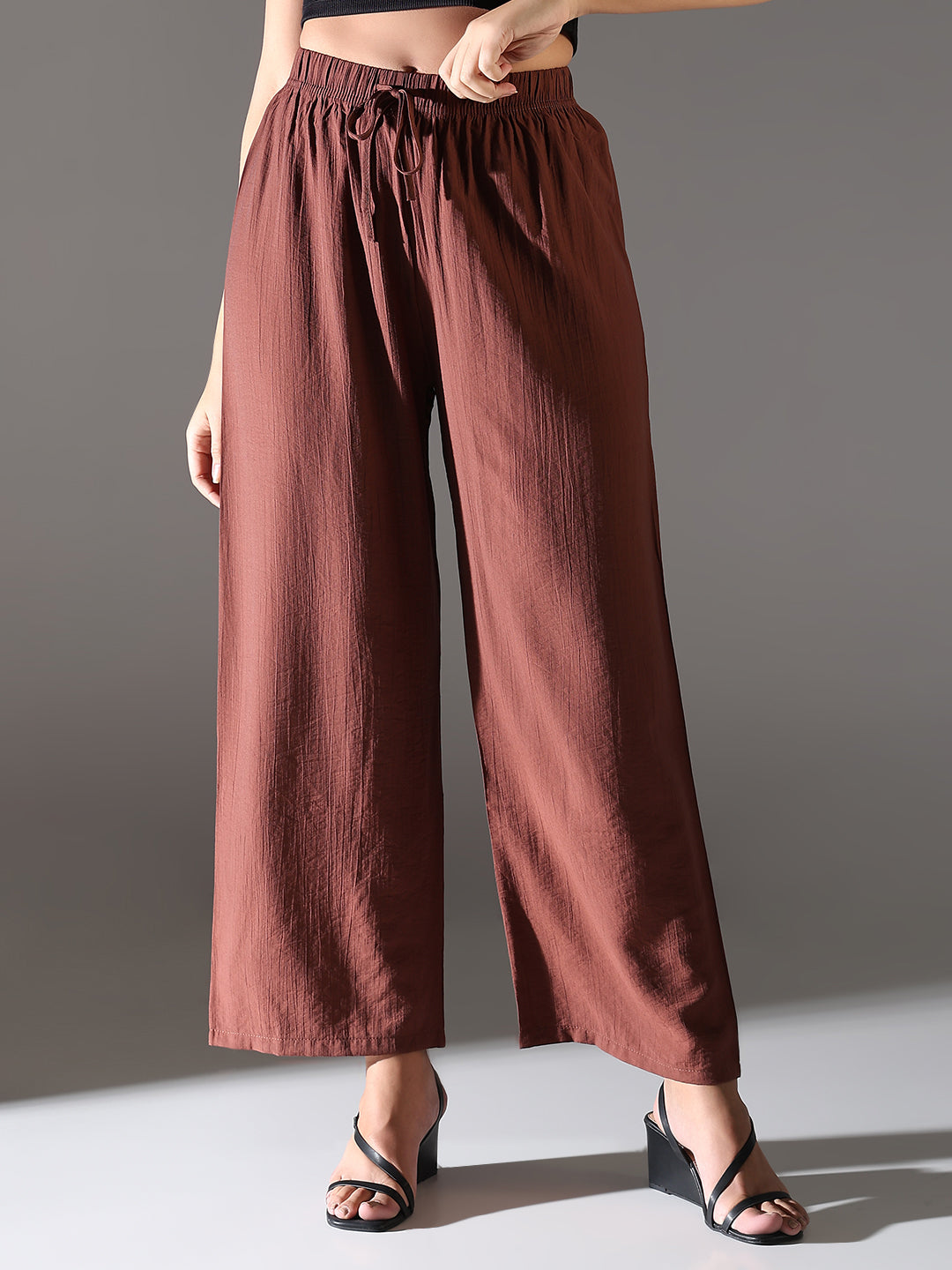 Women's Brown Comfort Straight Fit Trousers