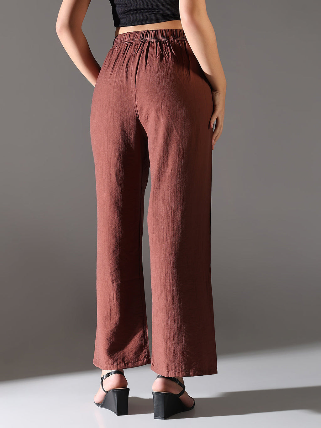 Women's Brown Comfort Straight Fit Trousers
