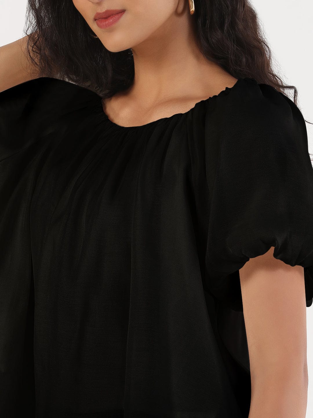 Women's Black Square Neck Top