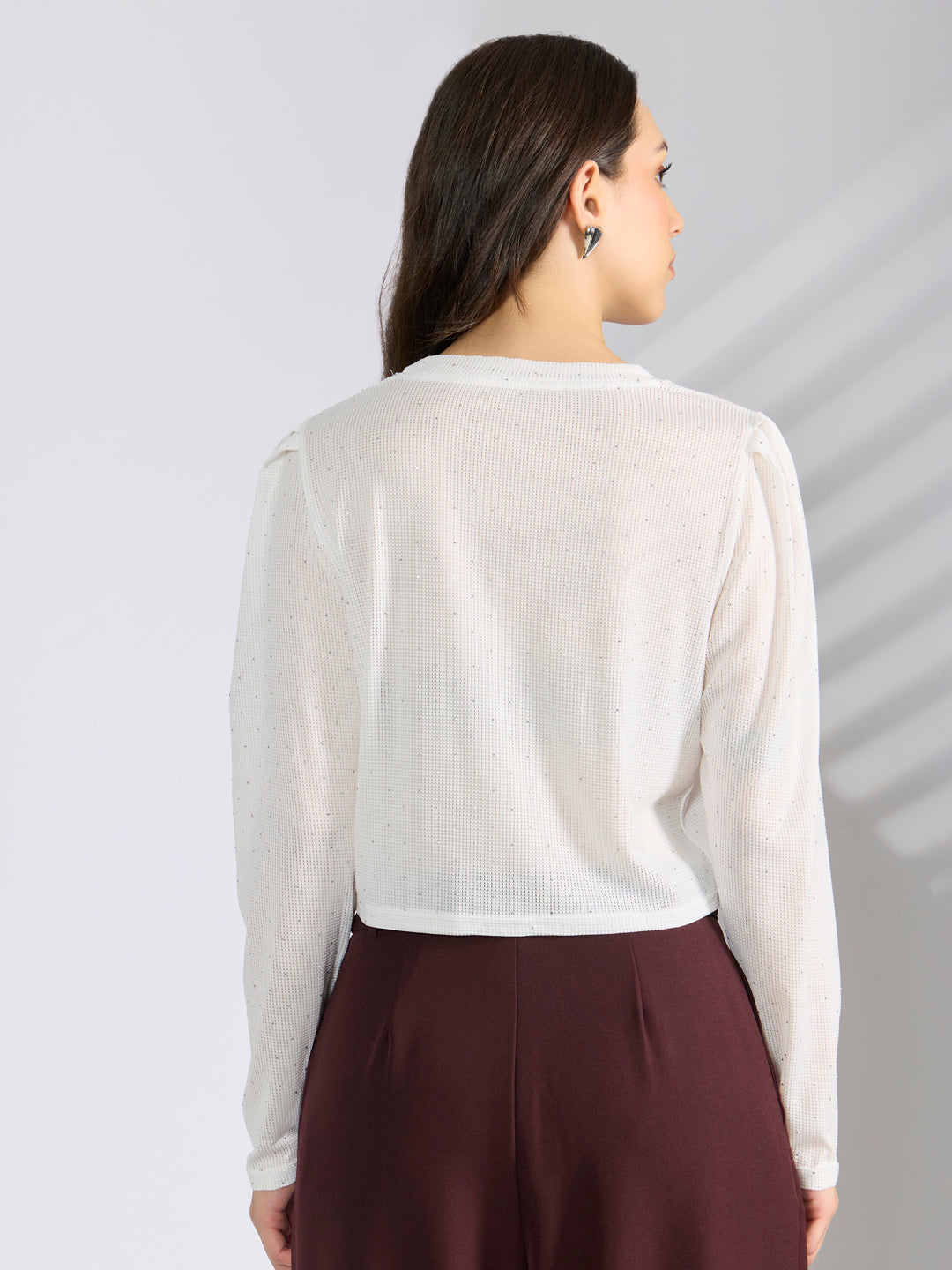 Women's Embellished White Top