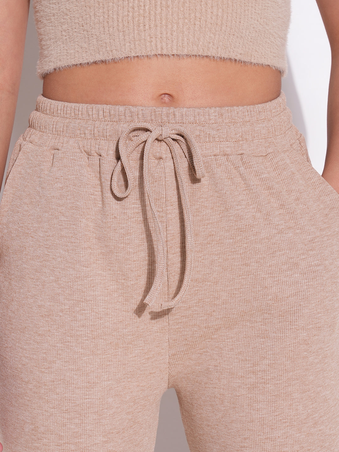 Women's Beige Comfort Mid-Rise Regular Fit Parallel Trousers