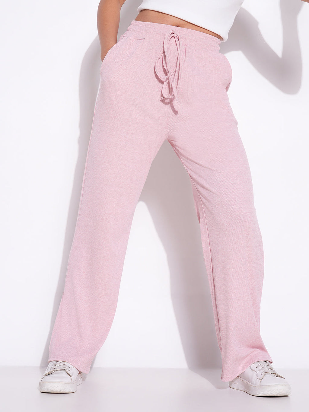Women's Pink Regular Fit Comfort Trousers