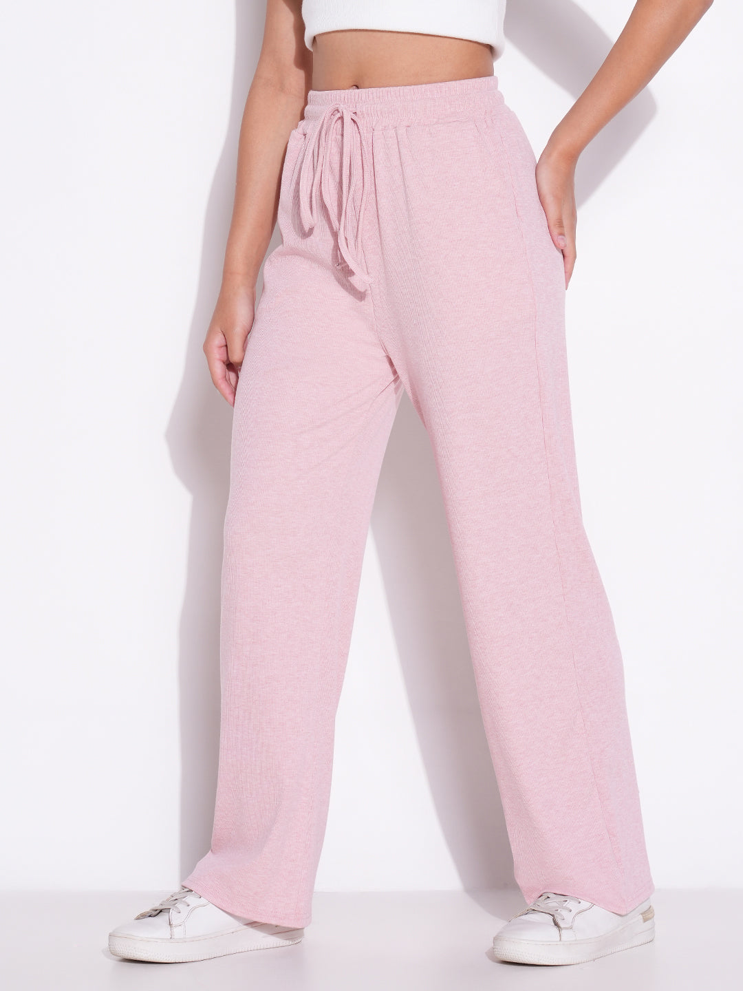 Women's Pink Regular Fit Comfort Trousers