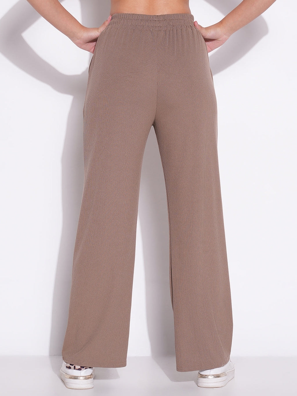 Women's Beige Comfort Mid-Rise Regular Fit Parallel Trousers