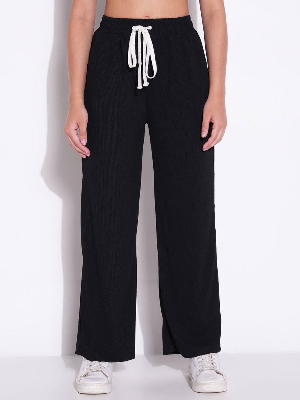 Women's Black Regular Fit Comfort Trousers