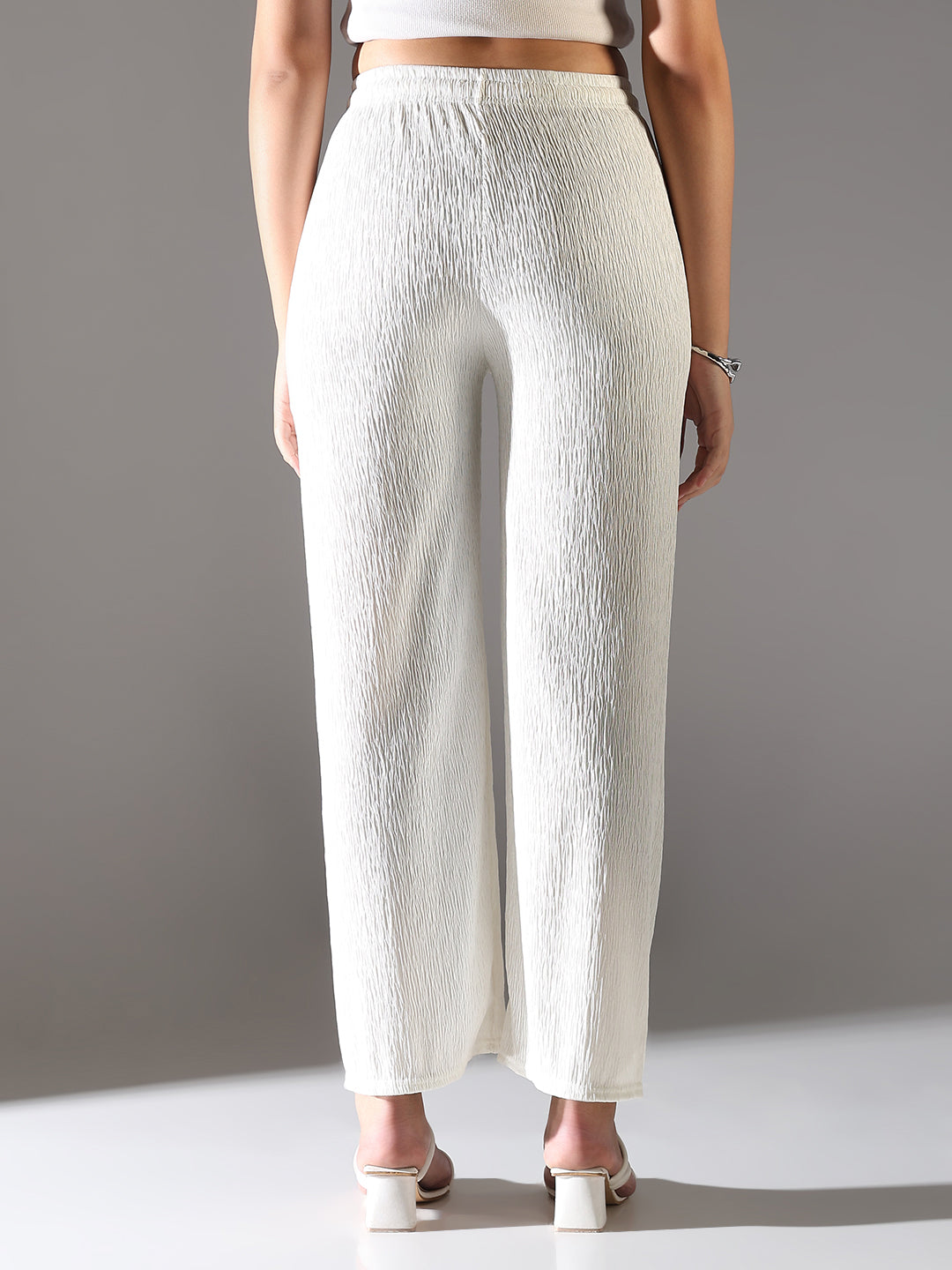 Women's Off White Comfort Straight Fit Trousers