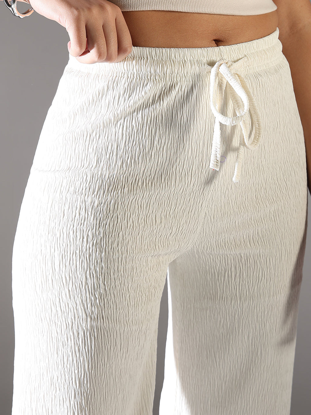 Women's Off White Comfort Straight Fit Trousers