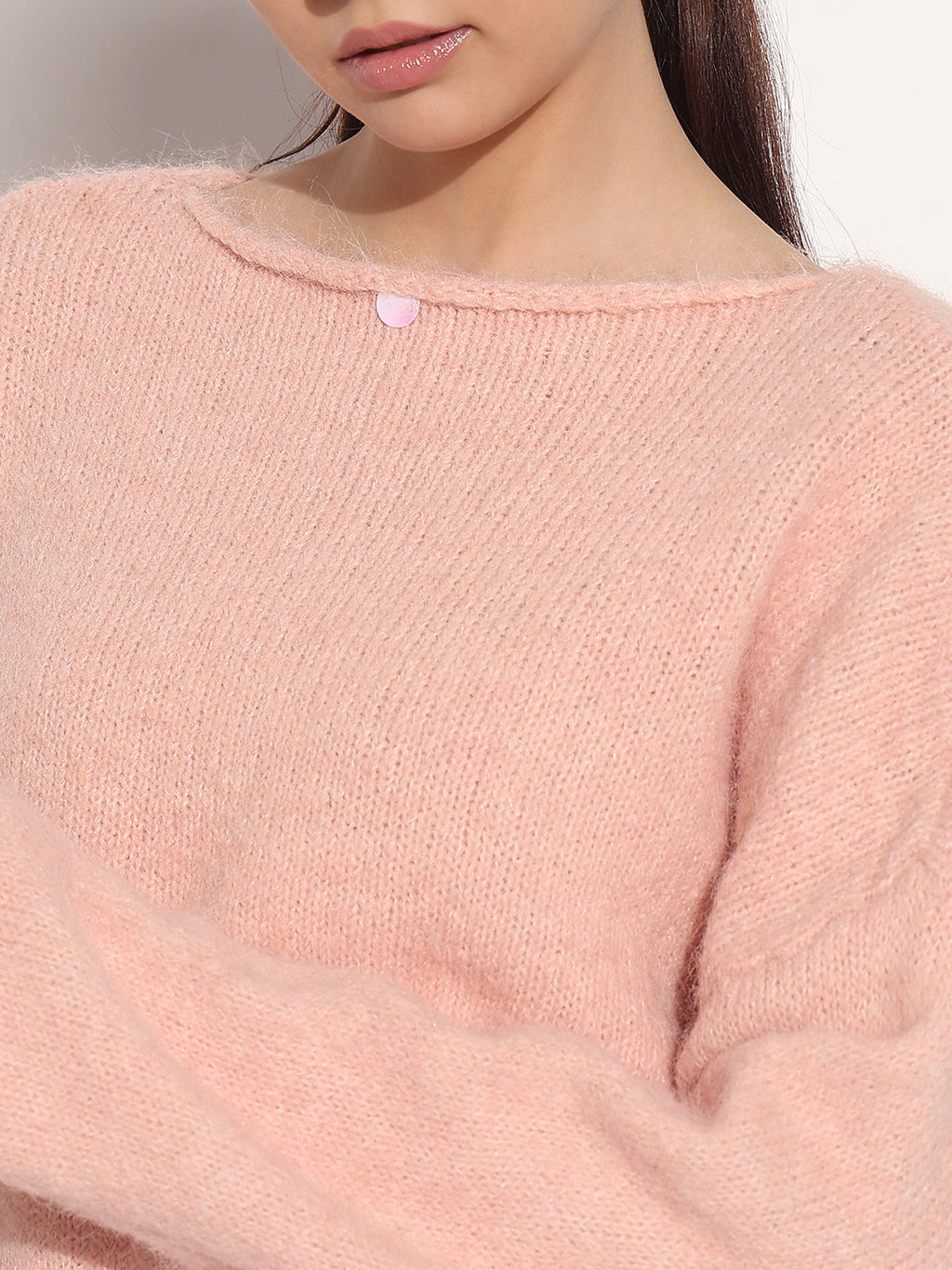 Women's Knitted Peach Oversized Pullover Top