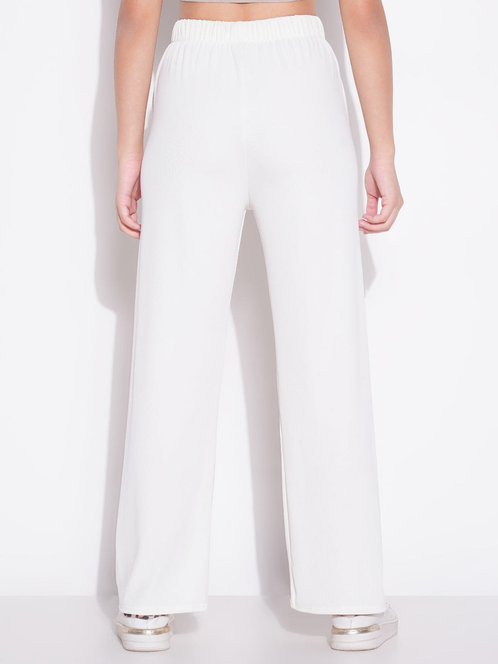 Women's Off White Comfort Regular Fit Mid-Rise Parallel Trousers