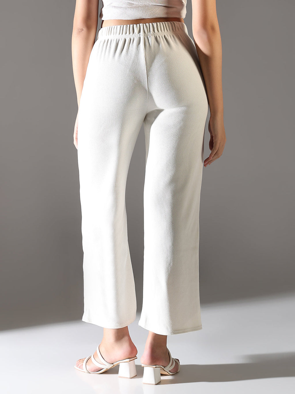 Women's White Comfort Straight Fit Trousers