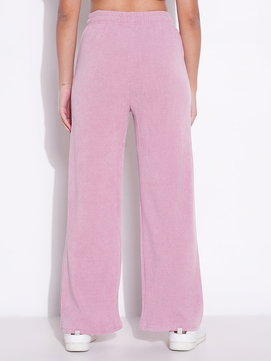 Women's Pink Comfort Mid-Rise Parallel Trousers
