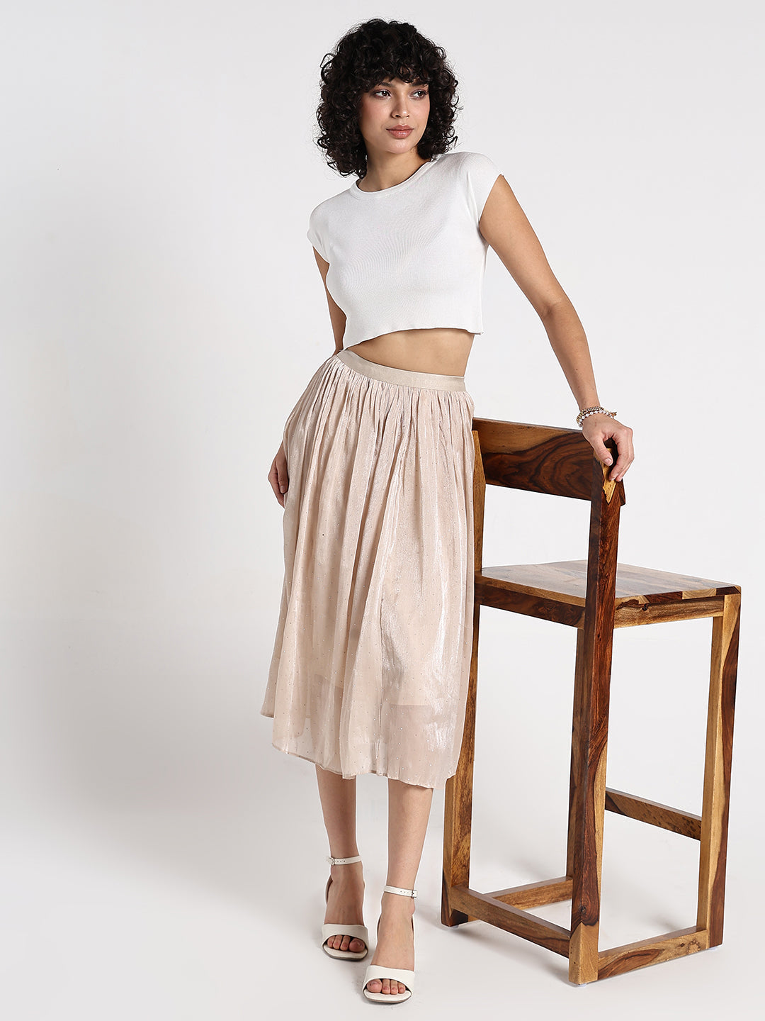 Women's White Ribbed Fitted Crop Top