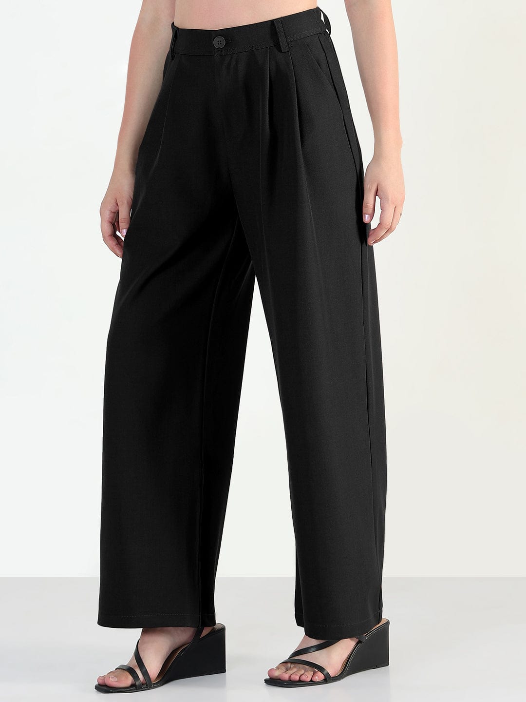 Women's Black Relaxed Fit Trousers