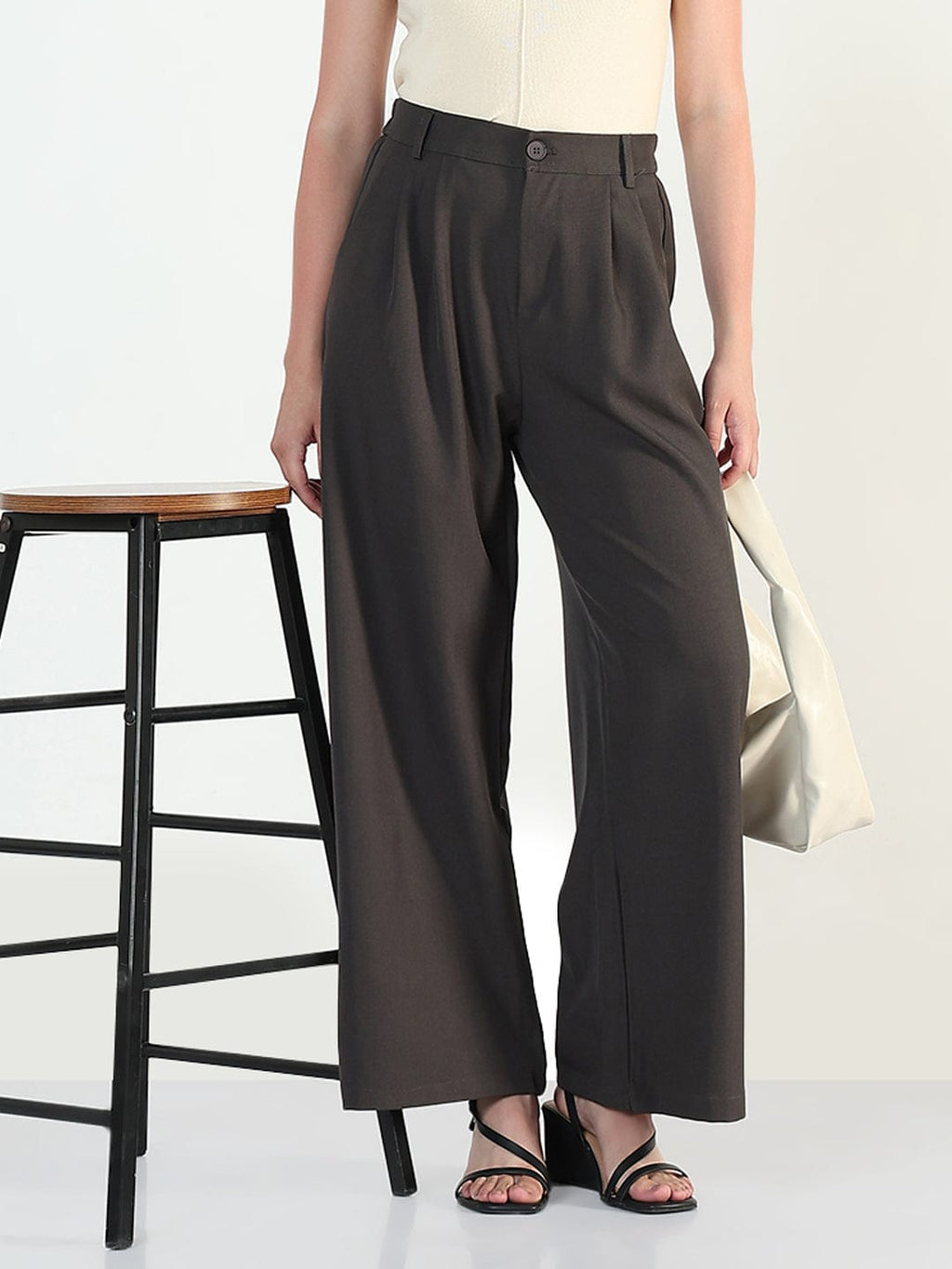 Women's Grey Relaxed Fit Trousers