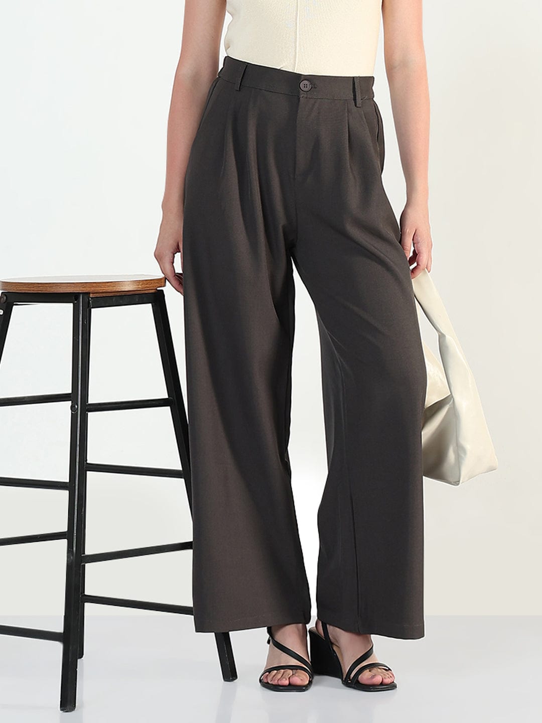 Women's Grey Relaxed Fit Trousers