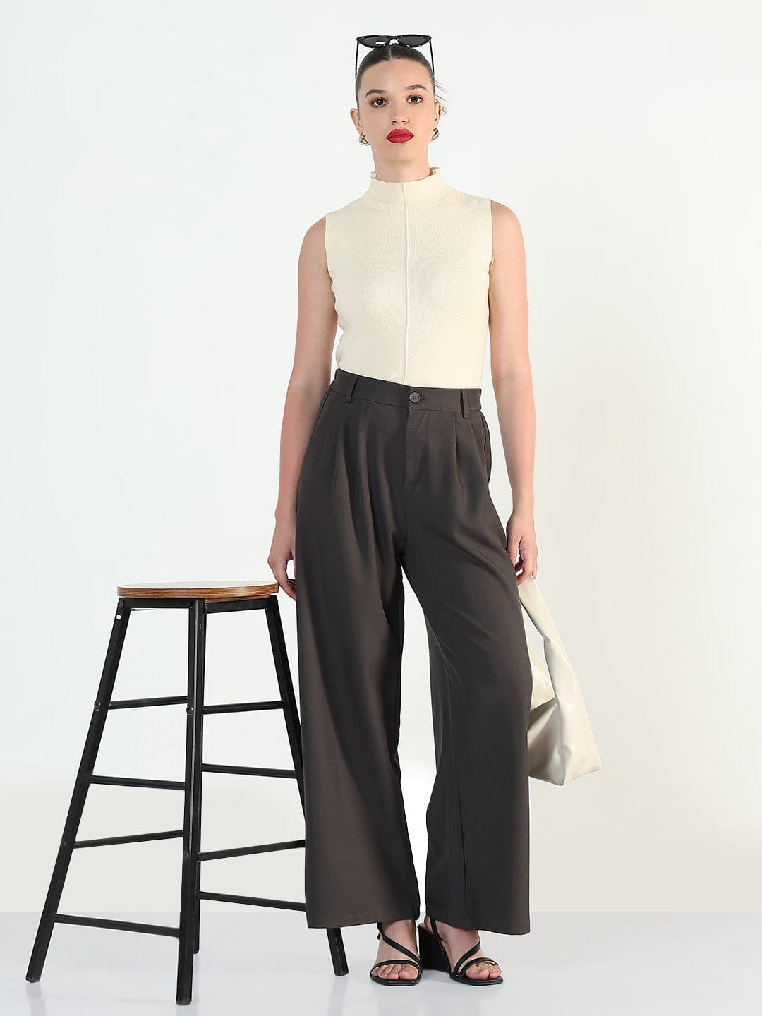 Women's Grey Relaxed Fit Trousers