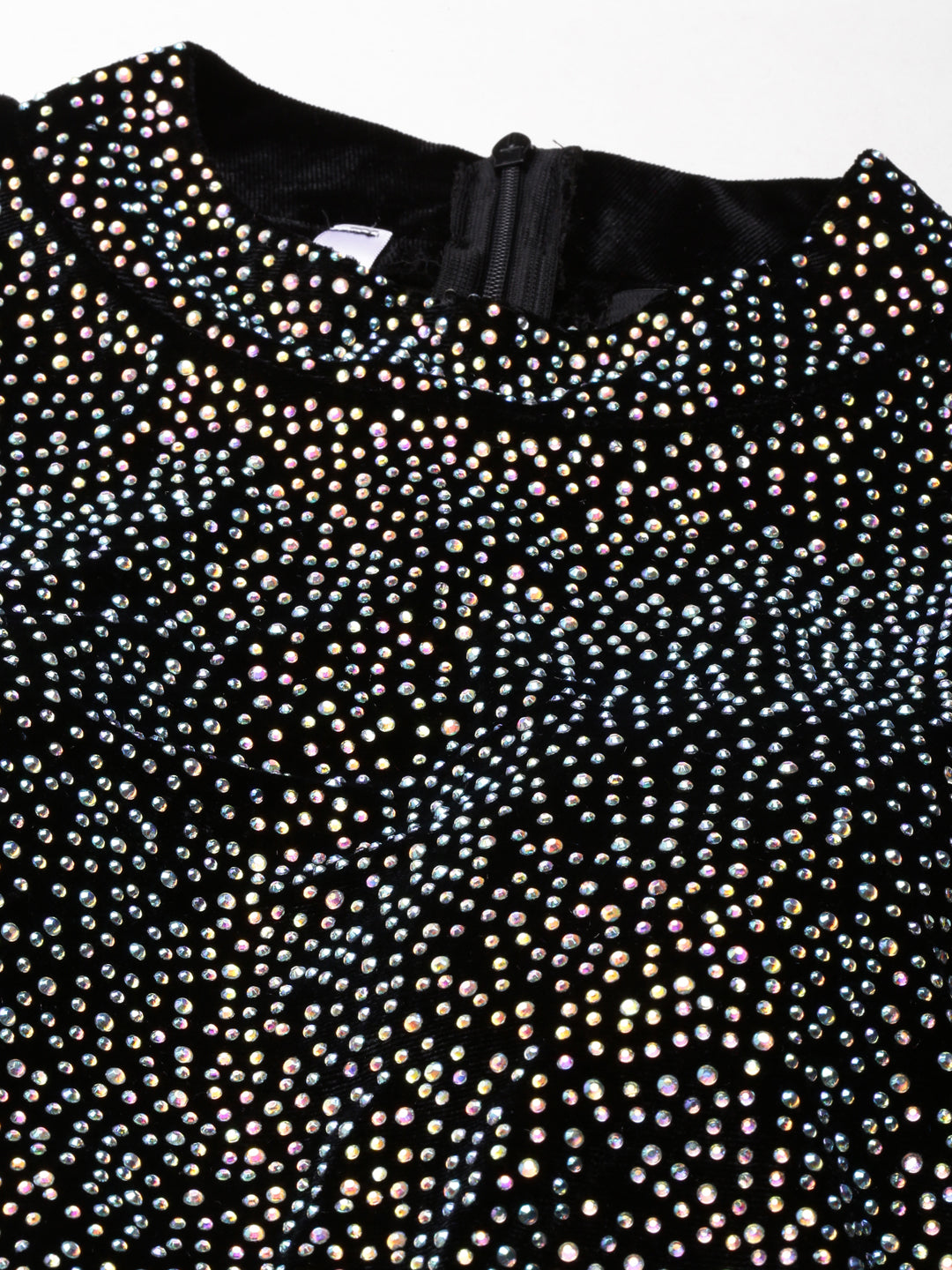 Women's Black High Neck Velvet Sheath Dress