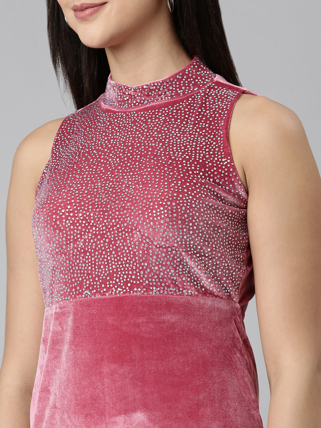 Women's Pink Embellished Bling & Sparkly Sheath Dress