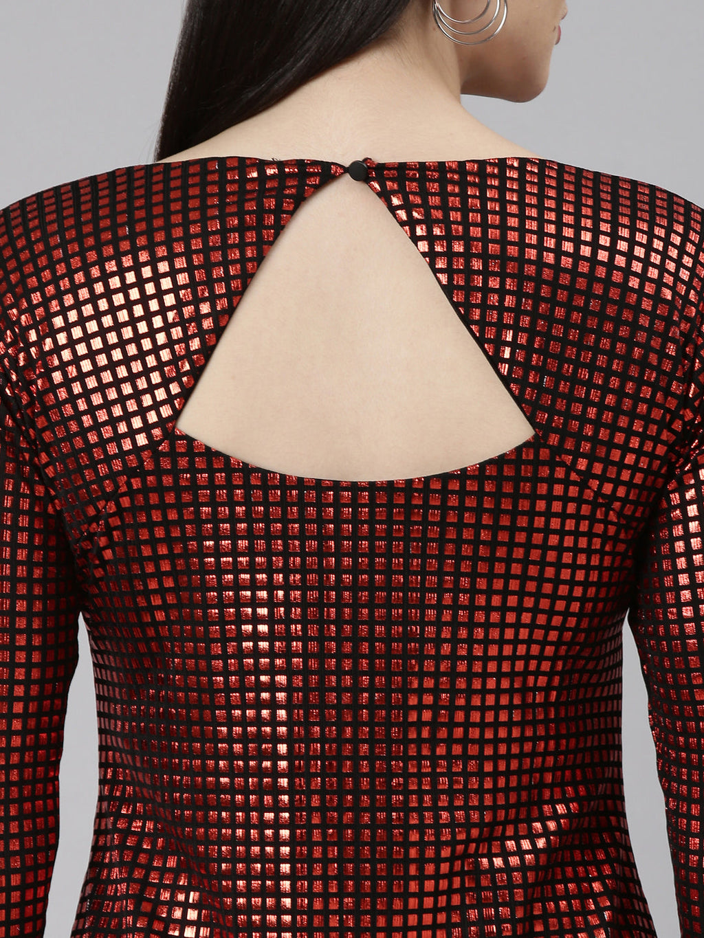 Women's Red Checked Sheath Party Dress