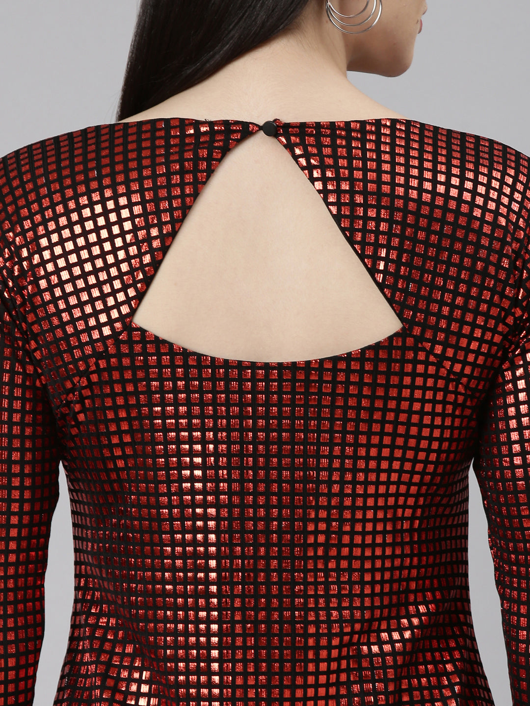 Women's Red Checked Sheath Party Dress