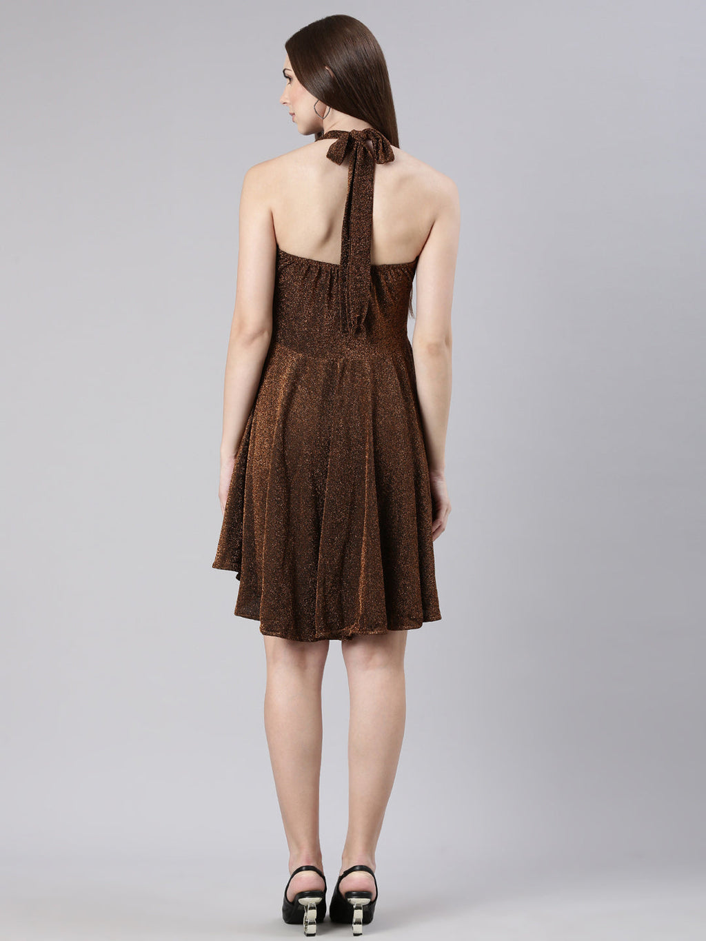 Women's Copper Sleeveless Fit & Flare Dress