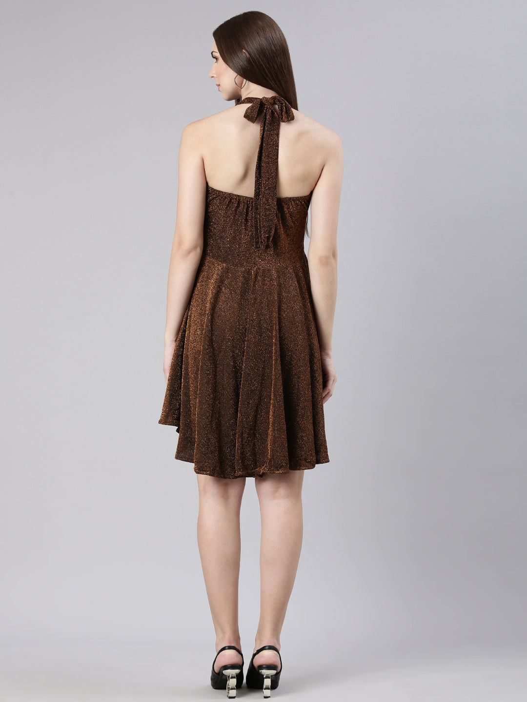 Women's Copper Sleeveless Fit & Flare Dress