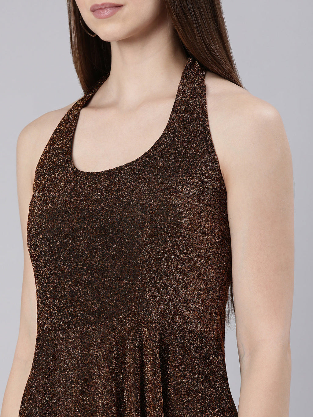 Women's Copper Sleeveless Fit & Flare Dress