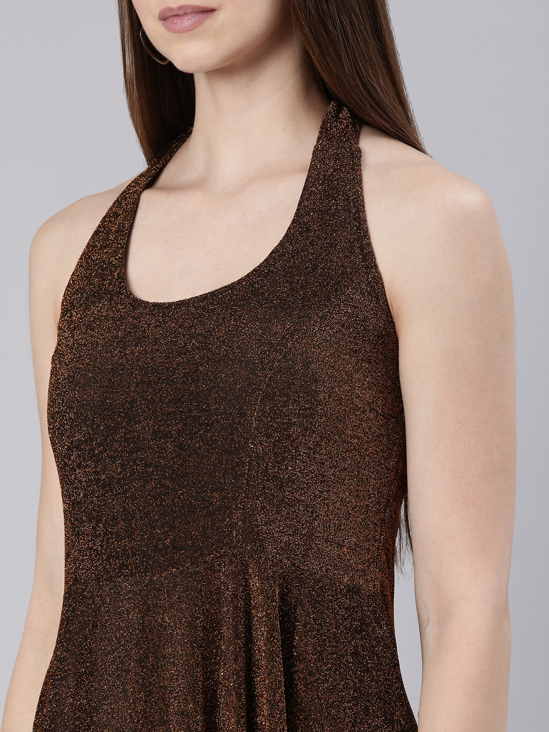 Women's Copper Sleeveless Fit & Flare Dress