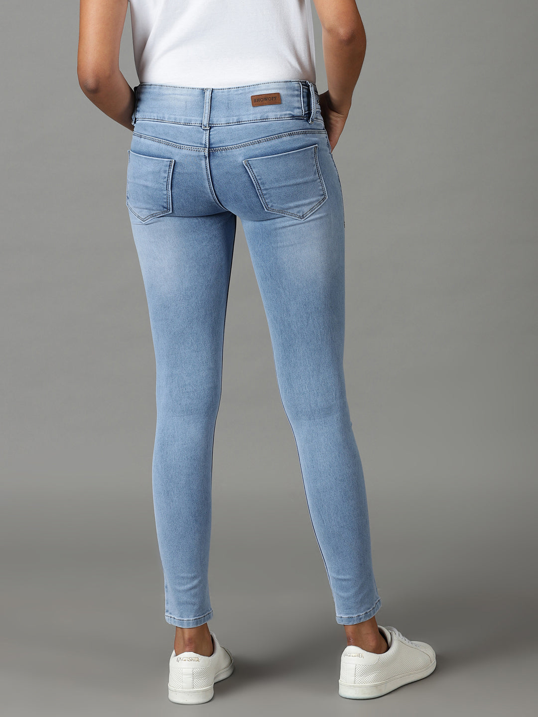 Women's Blue Slim Fit Light Fade Cotton Stretchable Jeans