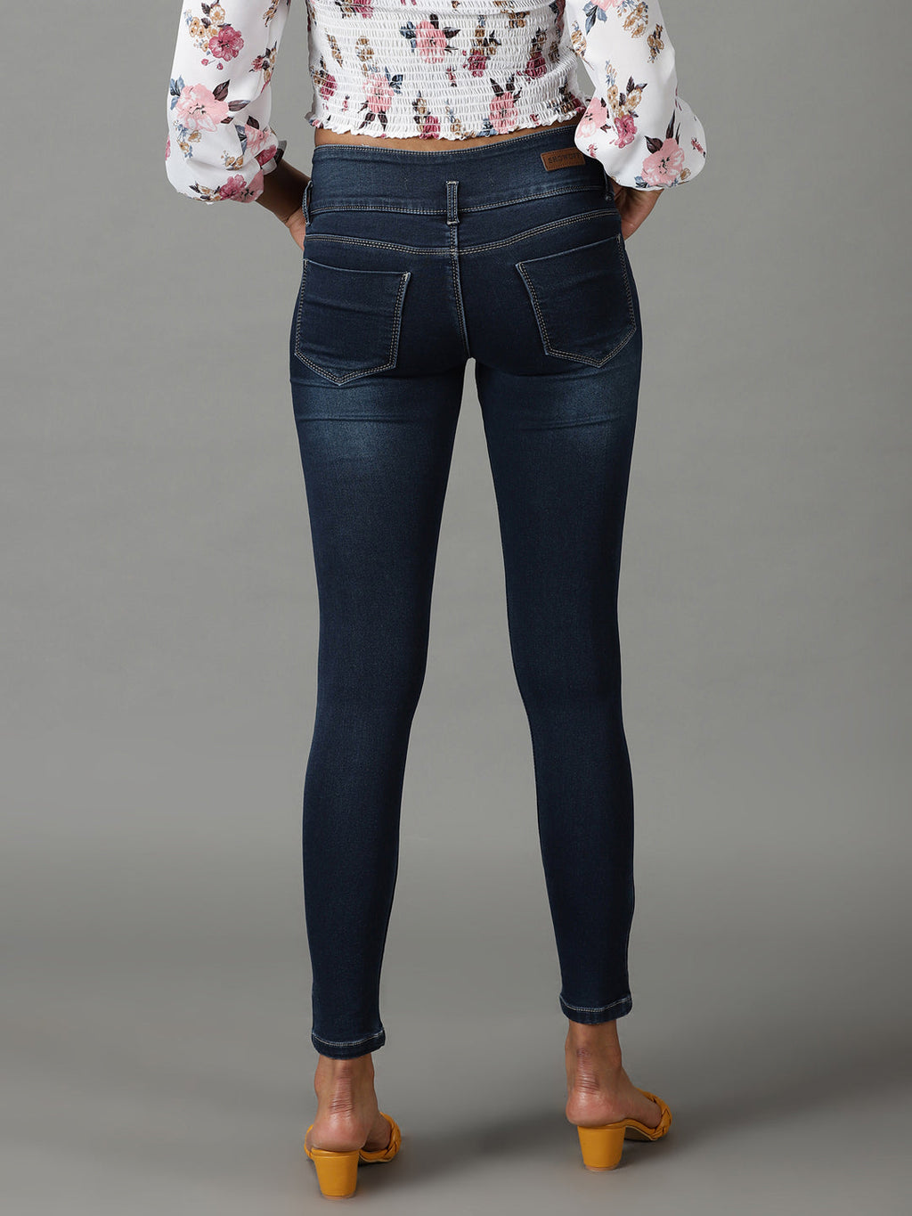 Women's Navy Blue Super Skinny Fit High-Rise Light Fade Stretchable Jeans