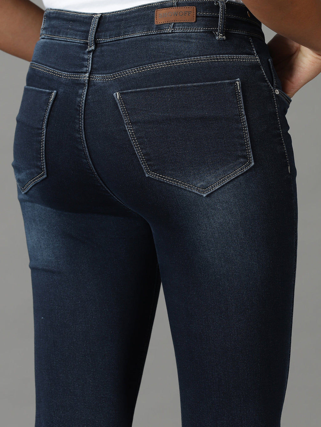 Women's Navy Blue Skinny Fit High-Rise Light Fade Stretchable Cotton Jeans