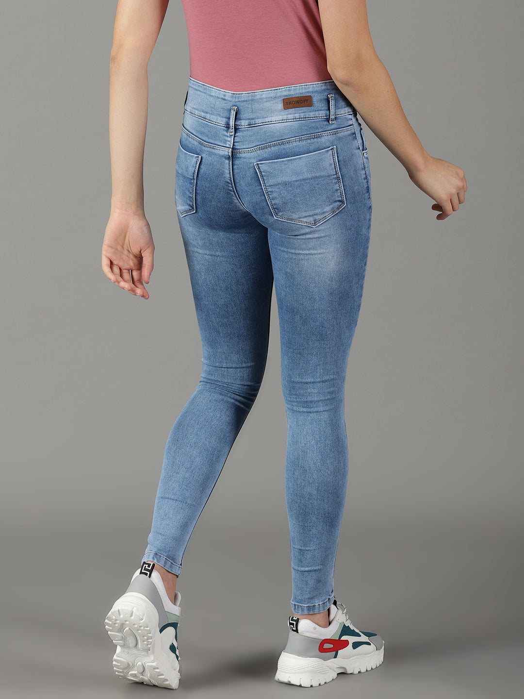 Women's Blue Skinny Fit High-Rise Light Fade Stretchable Jeans