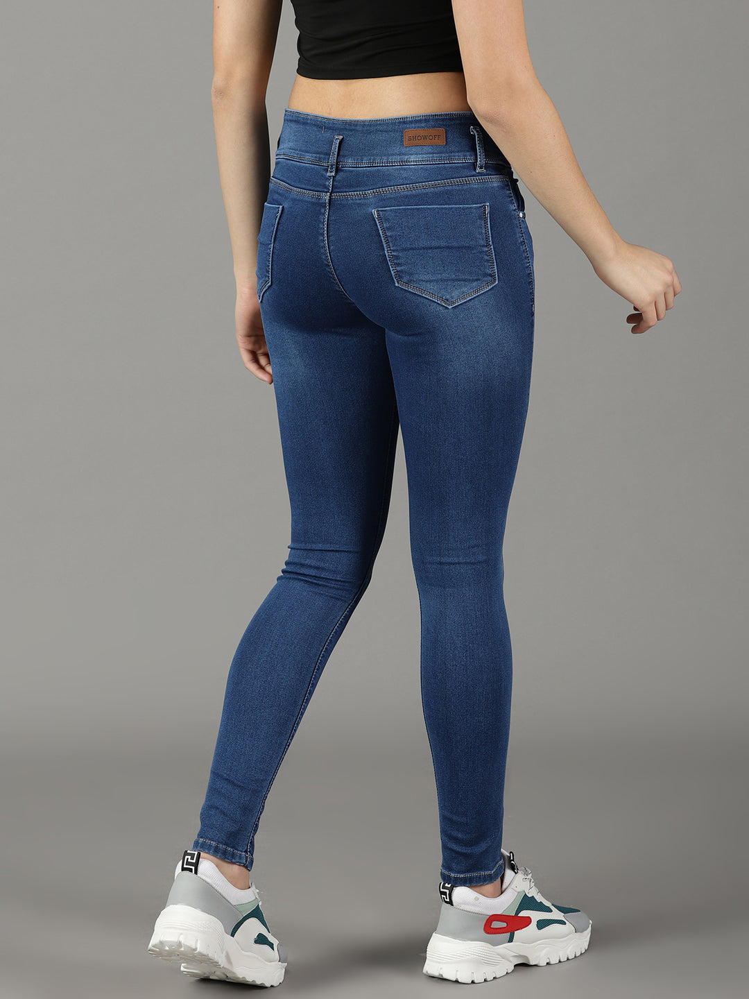 Women's Solid Navy Blue Skinny Fit Jeans