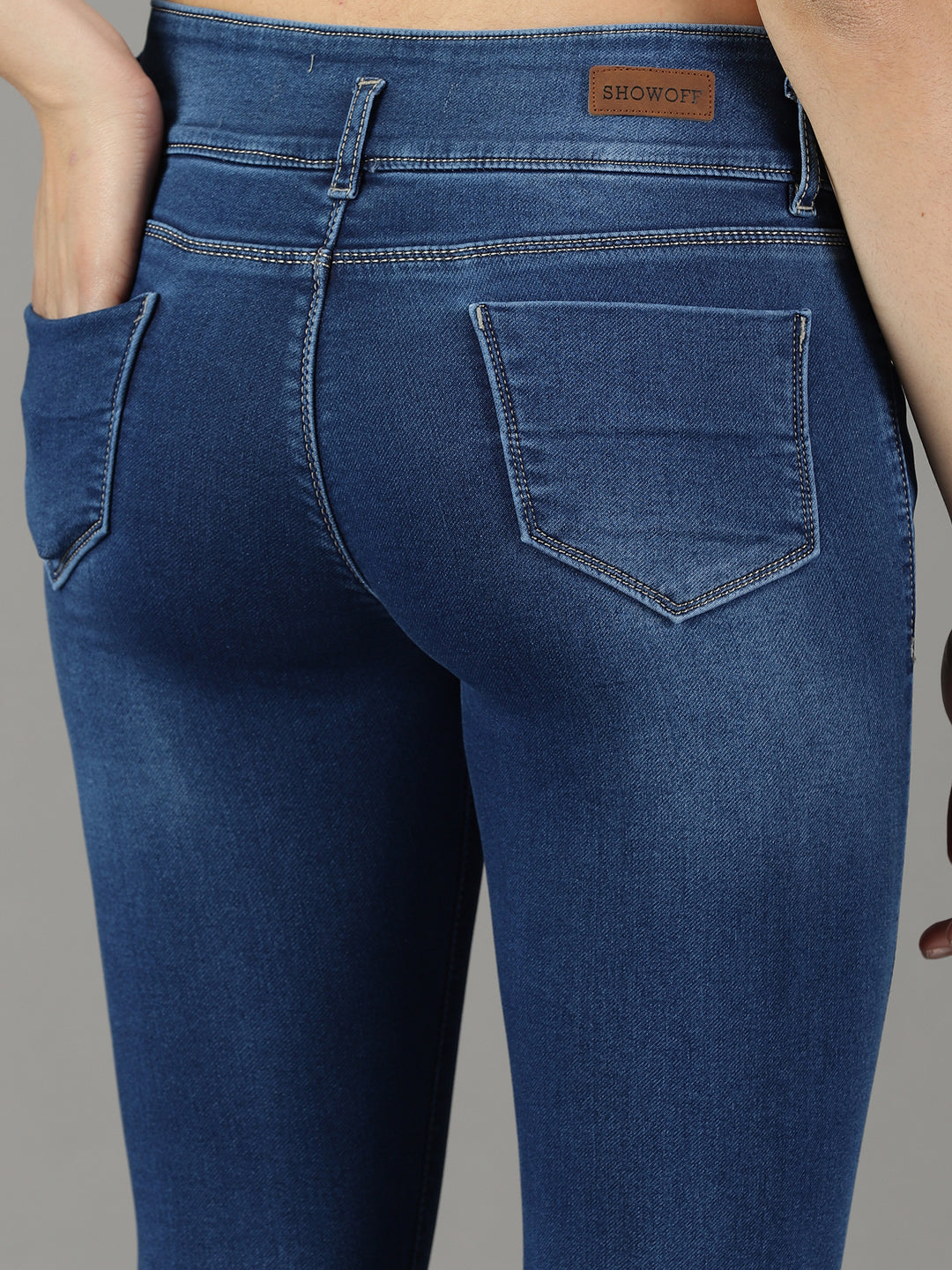 Women's Solid Navy Blue Skinny Fit Jeans