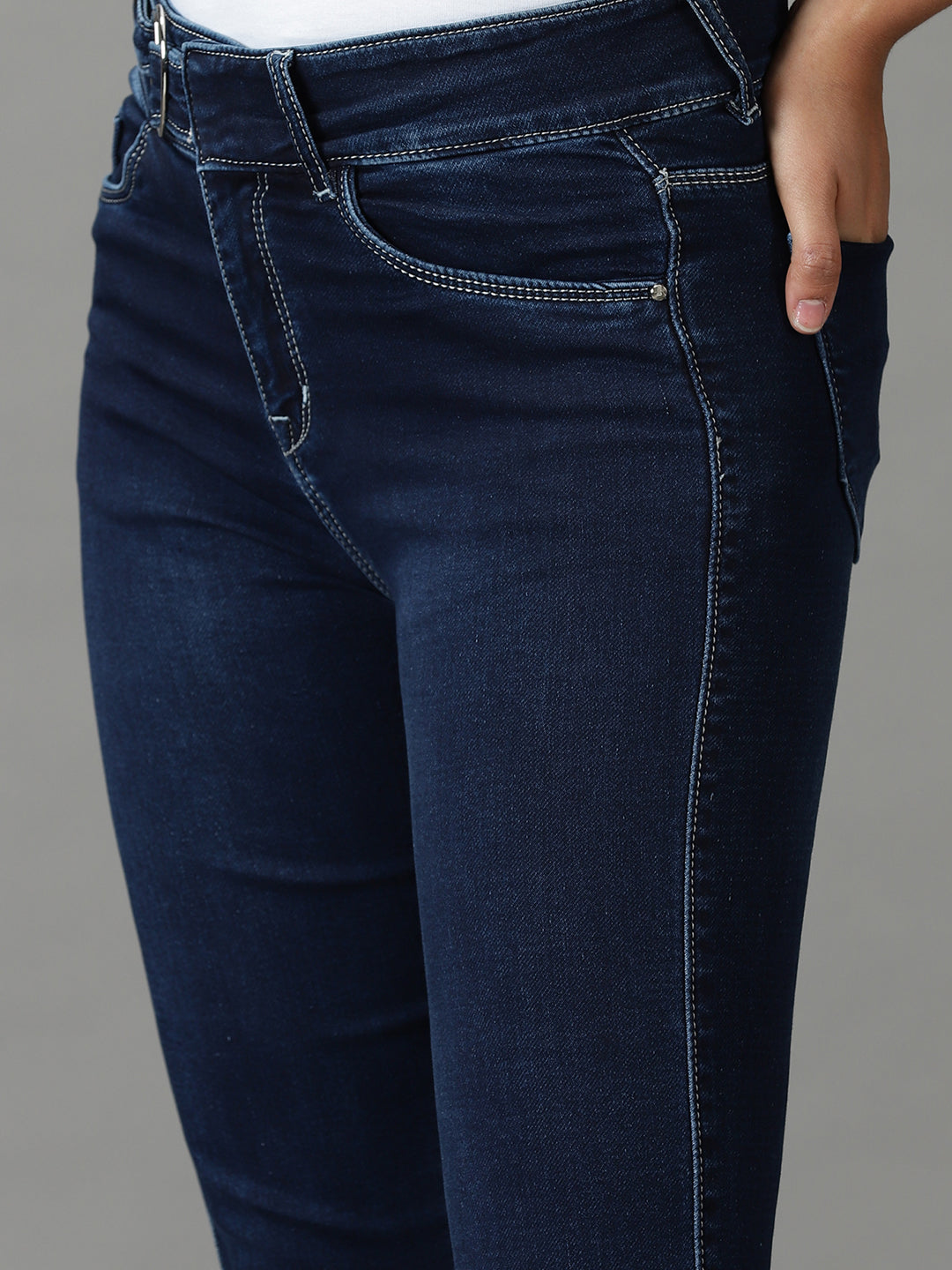 Women's Navy Blue Super Skinny Fit High-Rise Stretchable Jeans