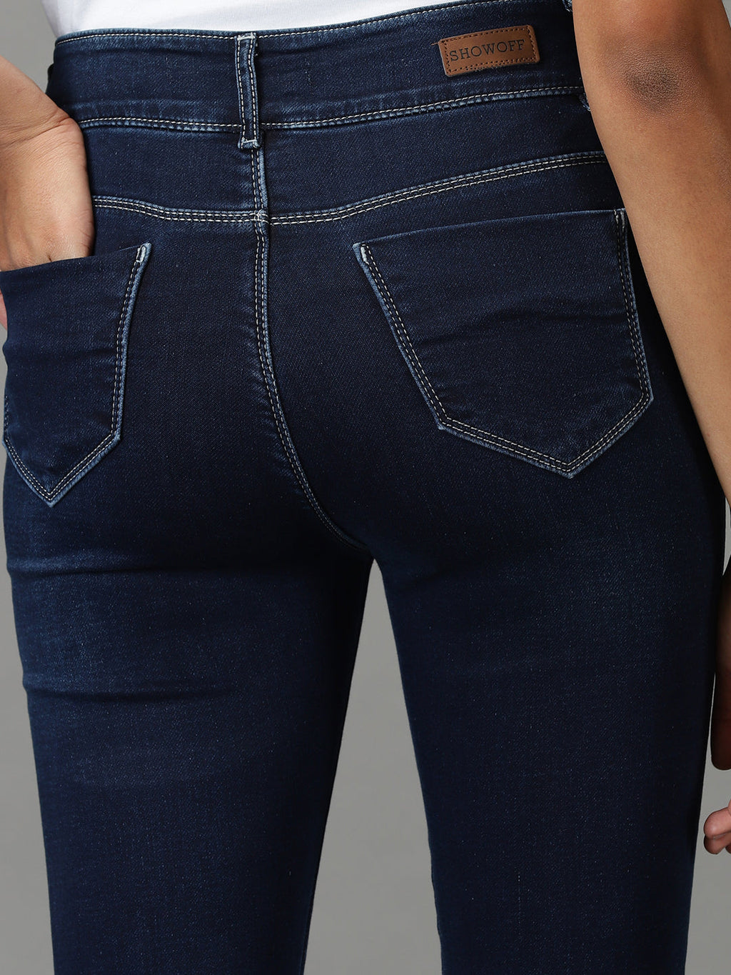 Women's Navy Blue Super Skinny Fit High-Rise Stretchable Jeans