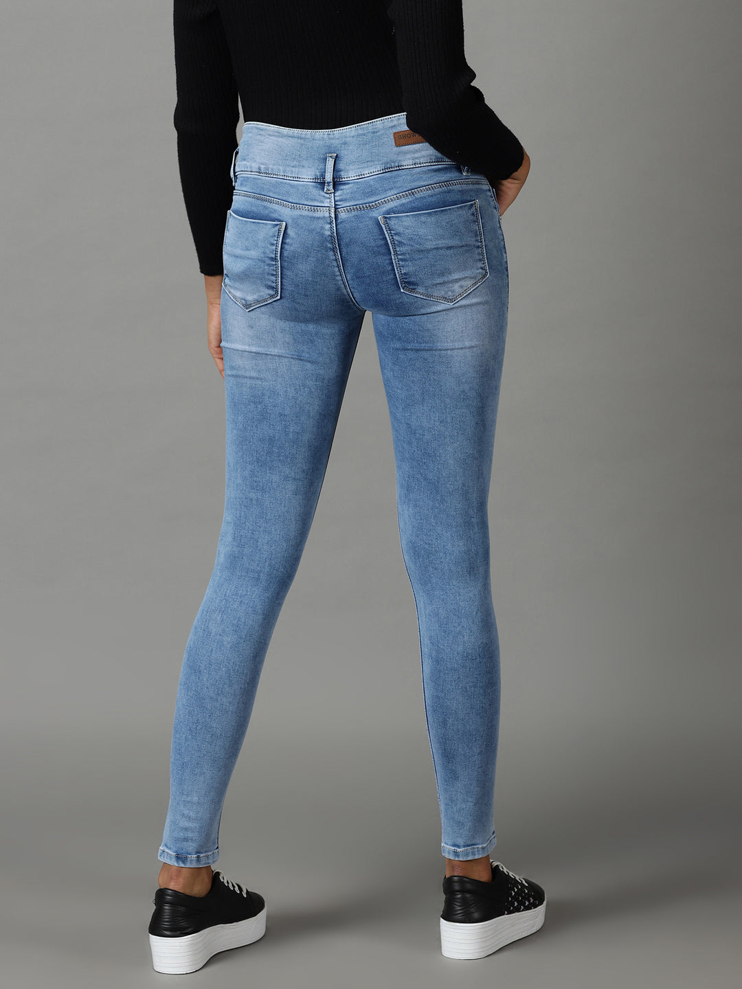 Women's Blue Skinny Fit Heavy Fade Stretchable Jeans