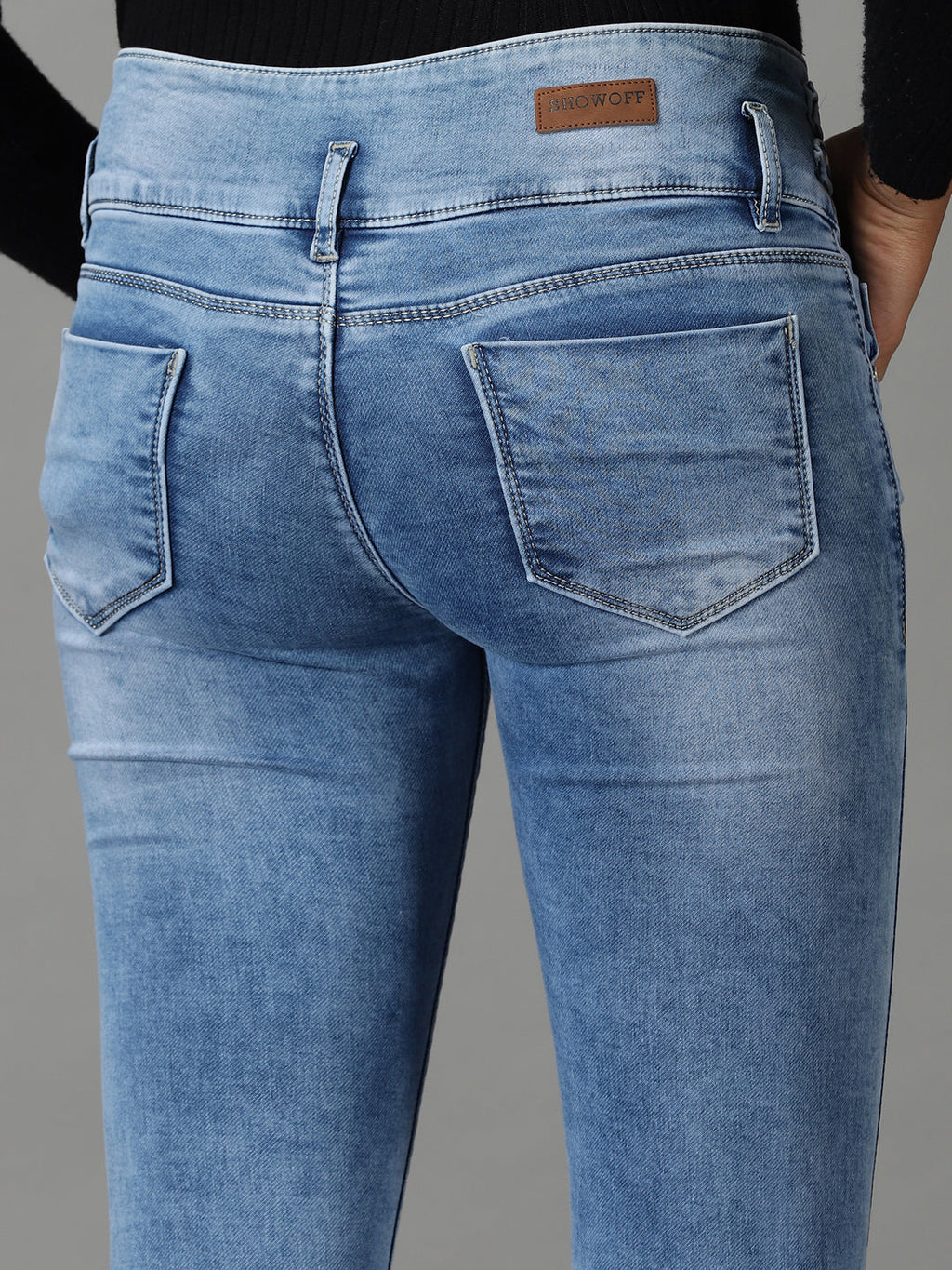 Women's Blue Skinny Fit Heavy Fade Stretchable Jeans