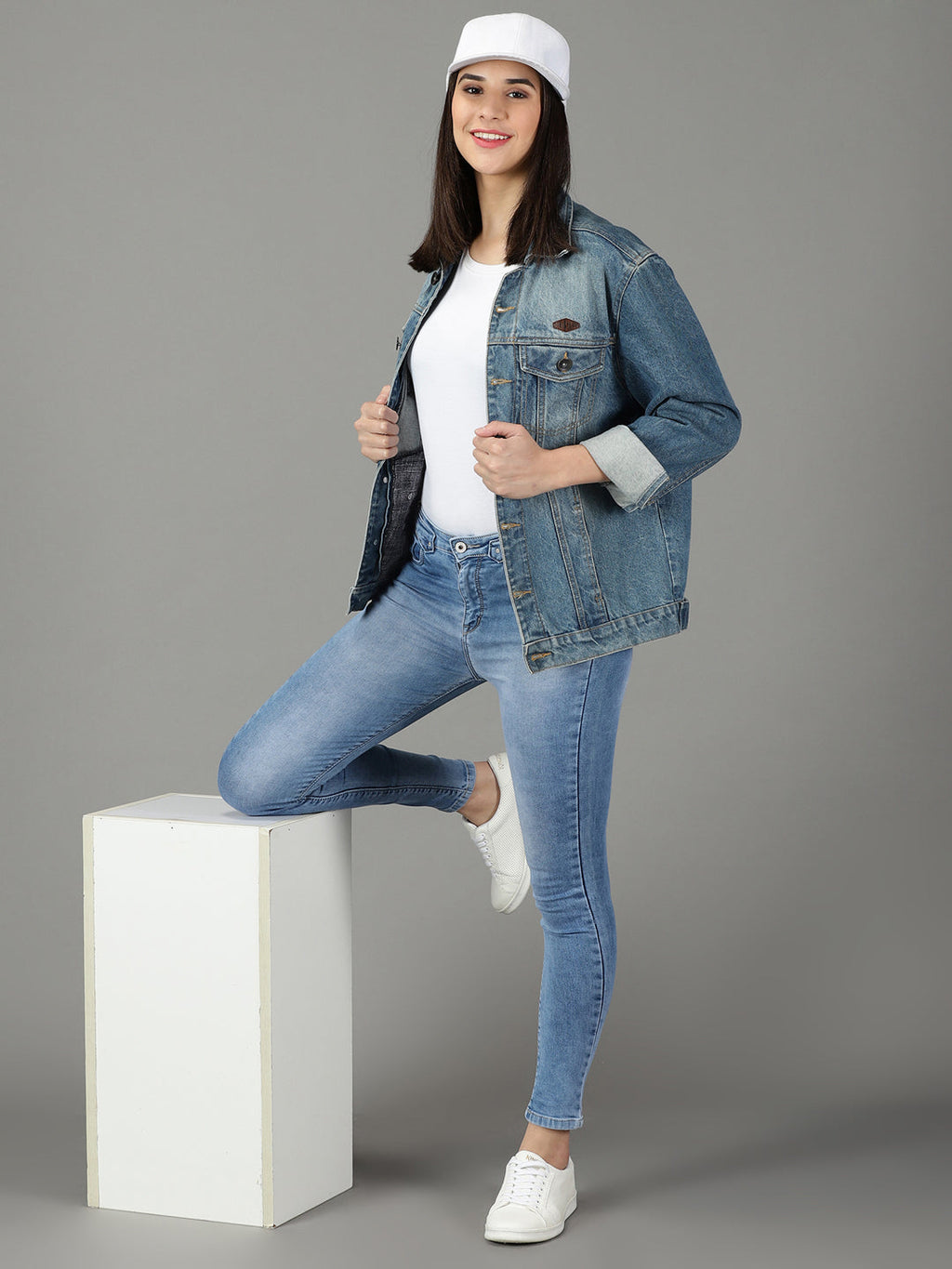 Women's Blue Skinny Fit High-Rise Heavy Fade Stretchable Cotton Jeans