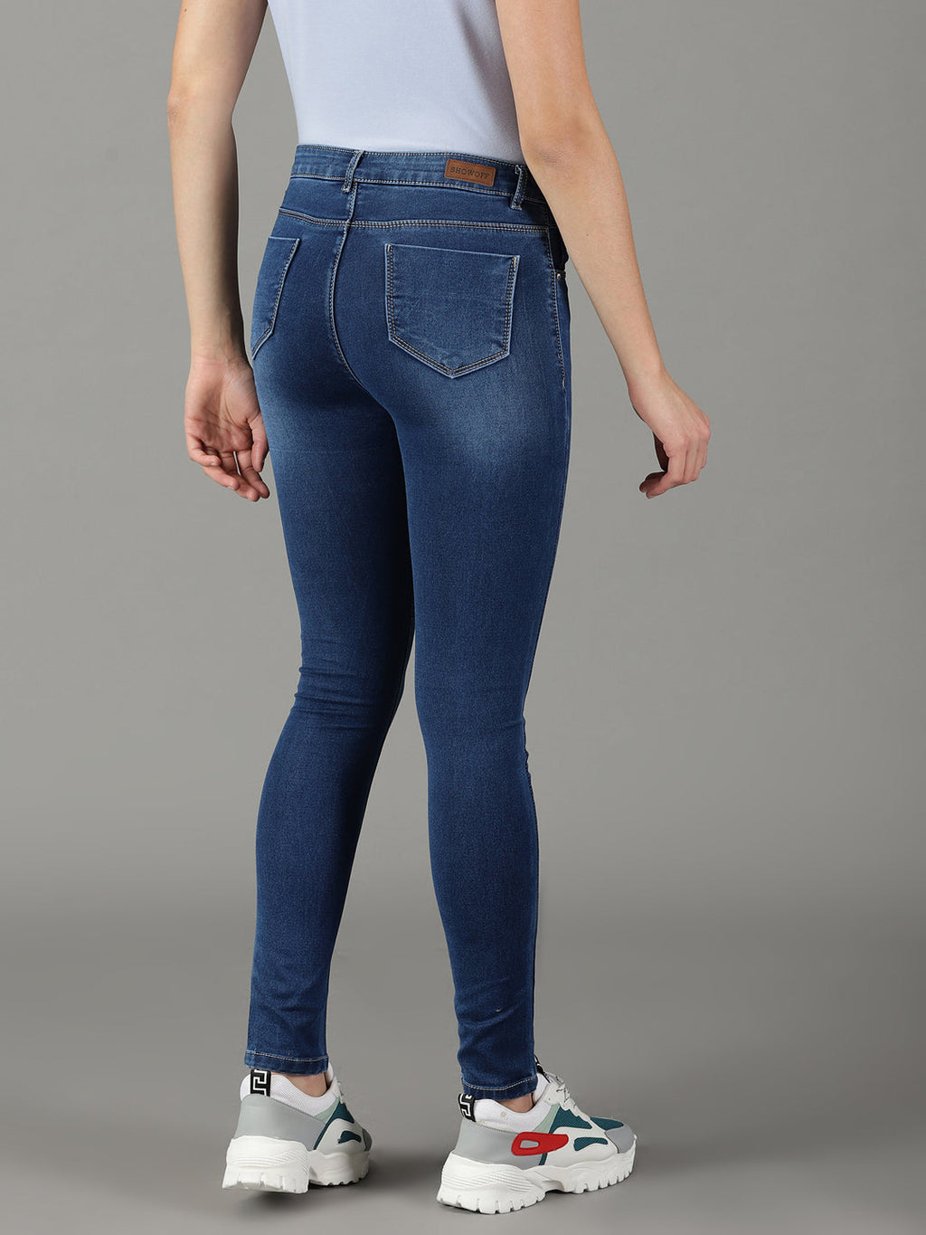 Women's Navy Blue Slim Fit Light Fade Stretchable Jeans