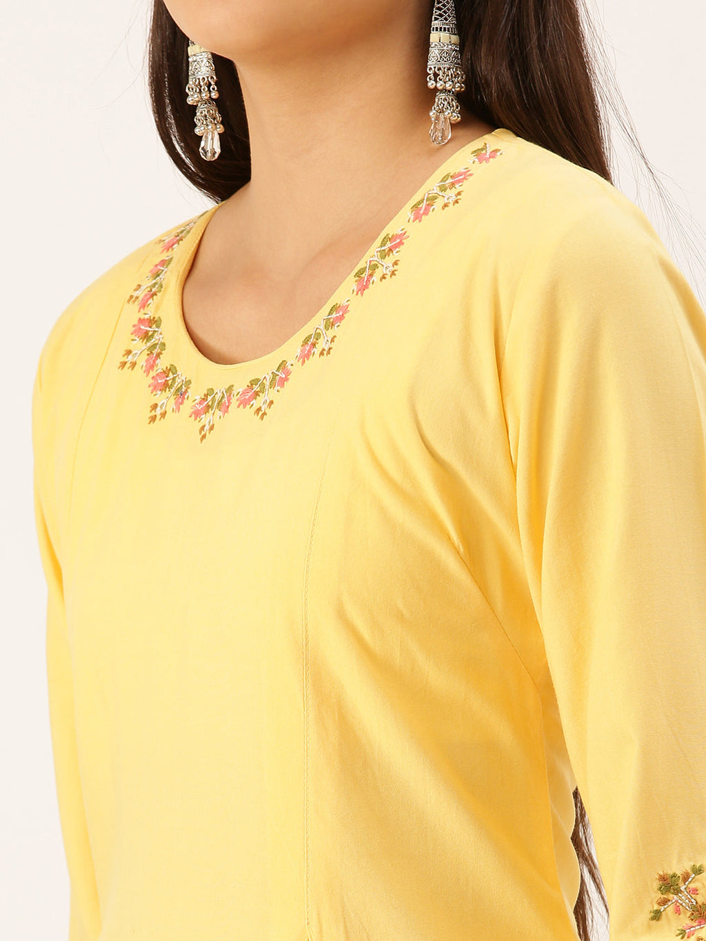 Women's Yellow Solid Straight Kurta