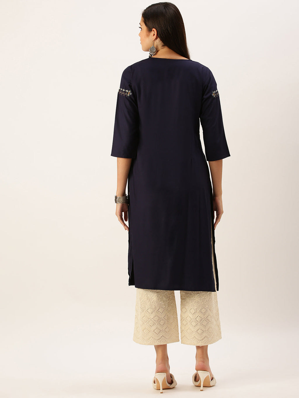Women's Blue Solid Straight Kurta