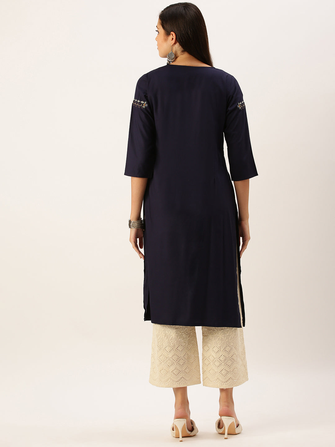 Women's Blue Solid Straight Kurta