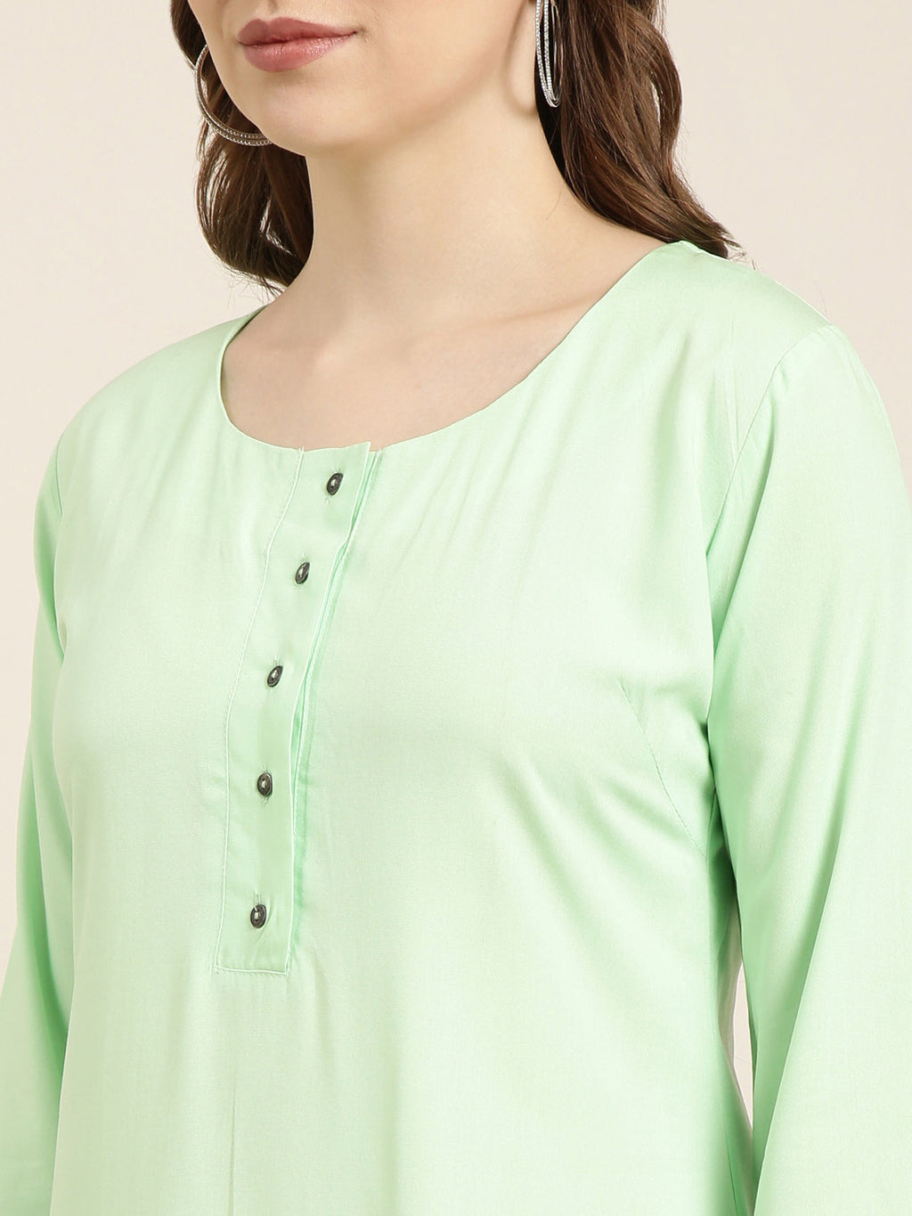 Women's Straight Green Solid Kurta