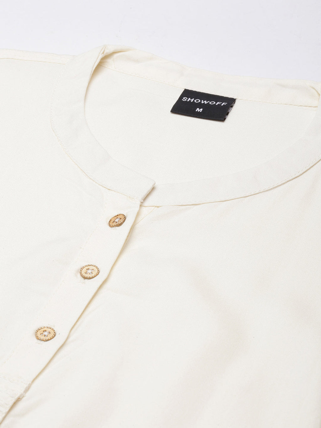 Women's Straight Cream Solid Kurta