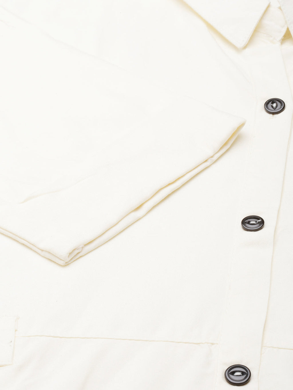 Women's Cream Shirt Collar Shirt Dress With Belt