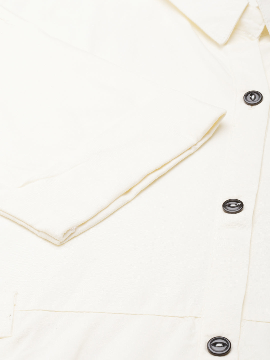 Women's Cream Shirt Collar Shirt Dress With Belt